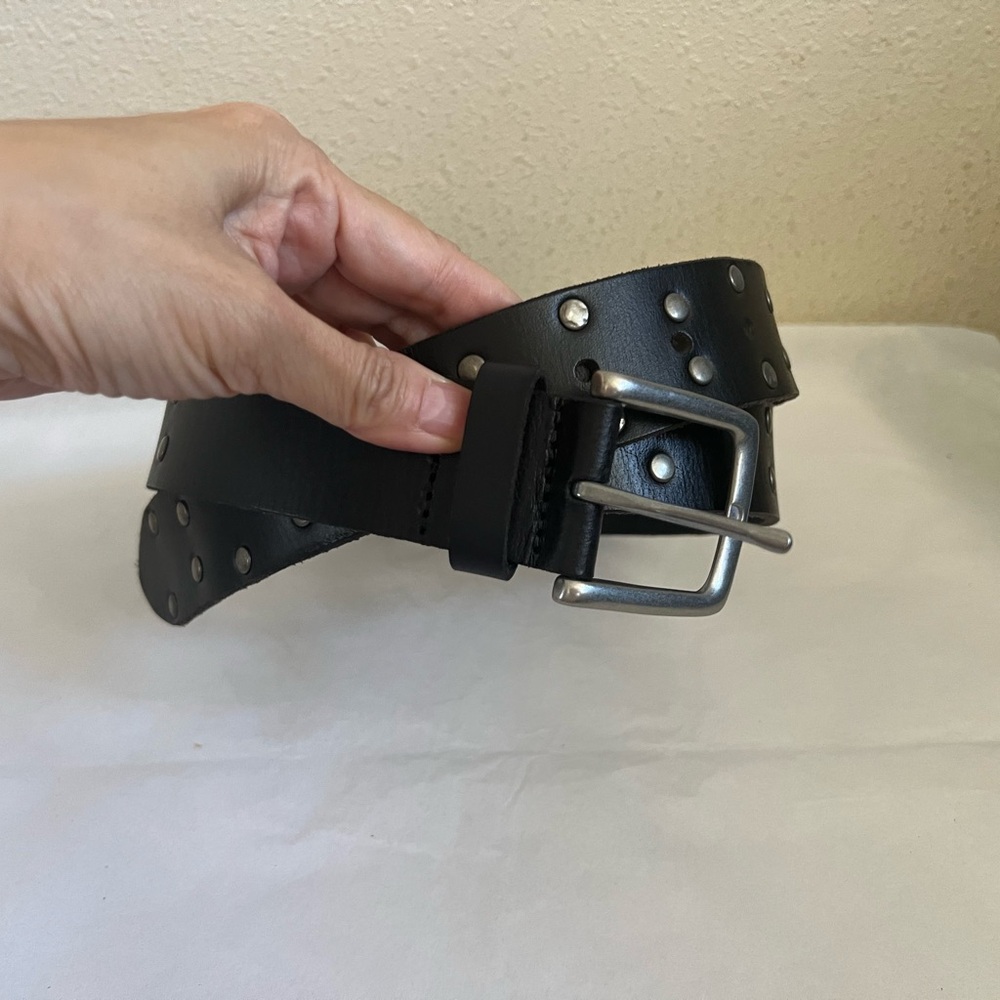 Lucky Brand Men's Black Studded Leather Belt - Classic Casual Style
